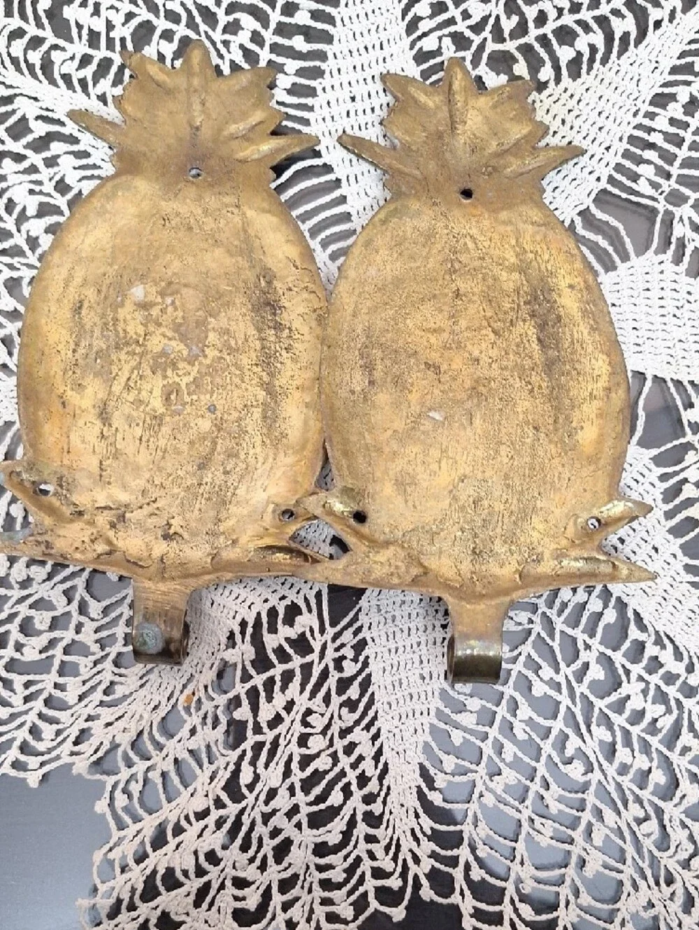 2 Solid Brass Pineapple Wall Hook - Gold Decorative Home Wall Decor